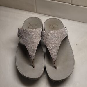 Fitflop Silver Glitter Thong Sandals
